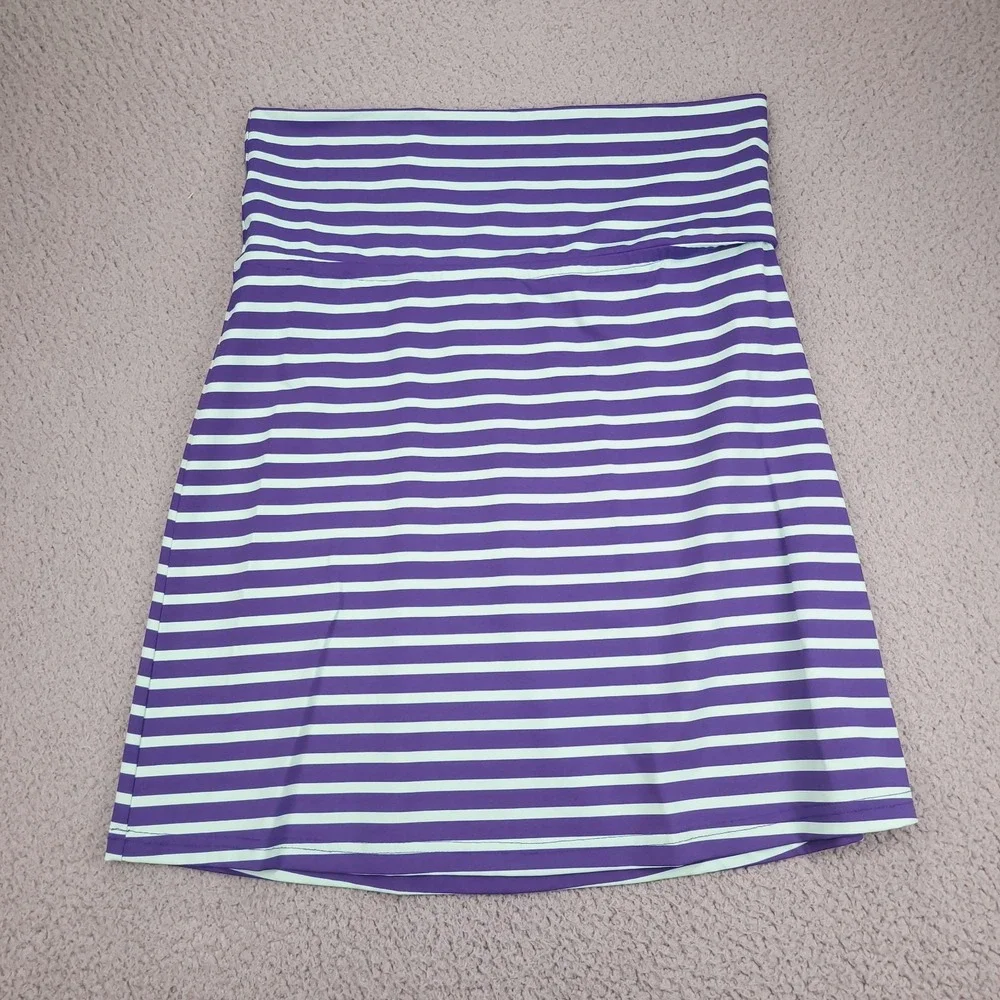ELLIE KAI Skirt Womens Size 4 Mini Foldover Purple and Mint Stripe Activewear